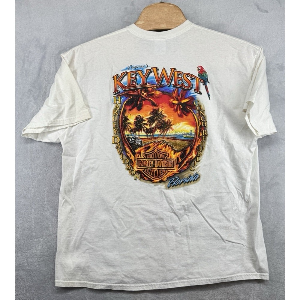 Harley-Davidson Key West Florida T-Shirt White Graphic Print 2010 Men's 2XL READ - Picture 2 of 5